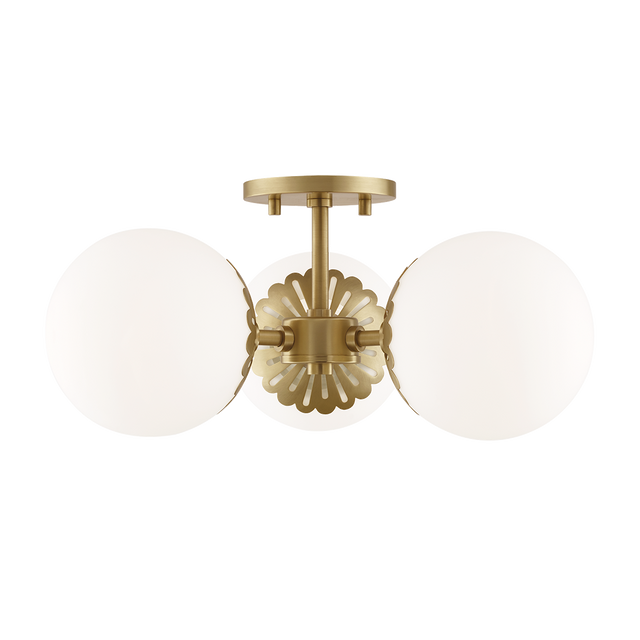 Mitzi Paige Aged Brass 16.25W x 7.75H Semi-Flush Mount
