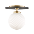 Mitzi Ellis Aged Brass/black 7W x 7.25H Semi-Flush Mount