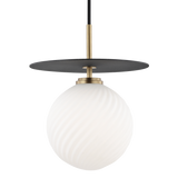 Mitzi Ellis Aged Brass/black 10.25W x 12.5H Pendant