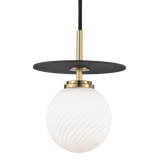 Mitzi Ellis Aged Brass/black 7W x 9.5H Pendant