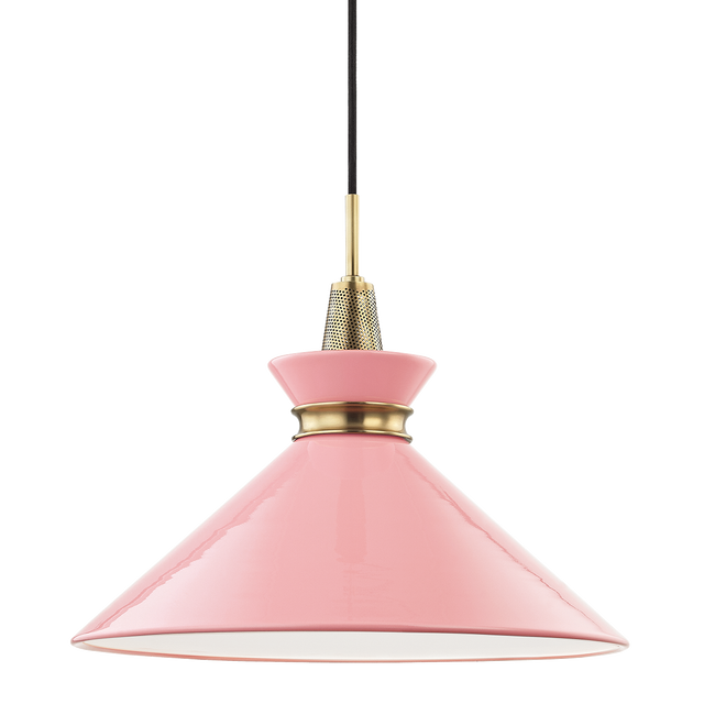 Mitzi Kiki Aged Brass/pink 18W x 15.25H Pendant