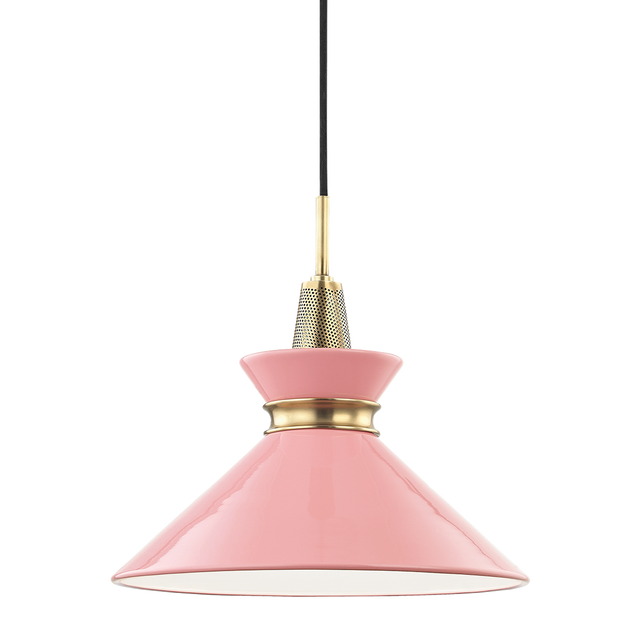Mitzi Kiki Aged Brass/pink 14W x 13.25H Pendant