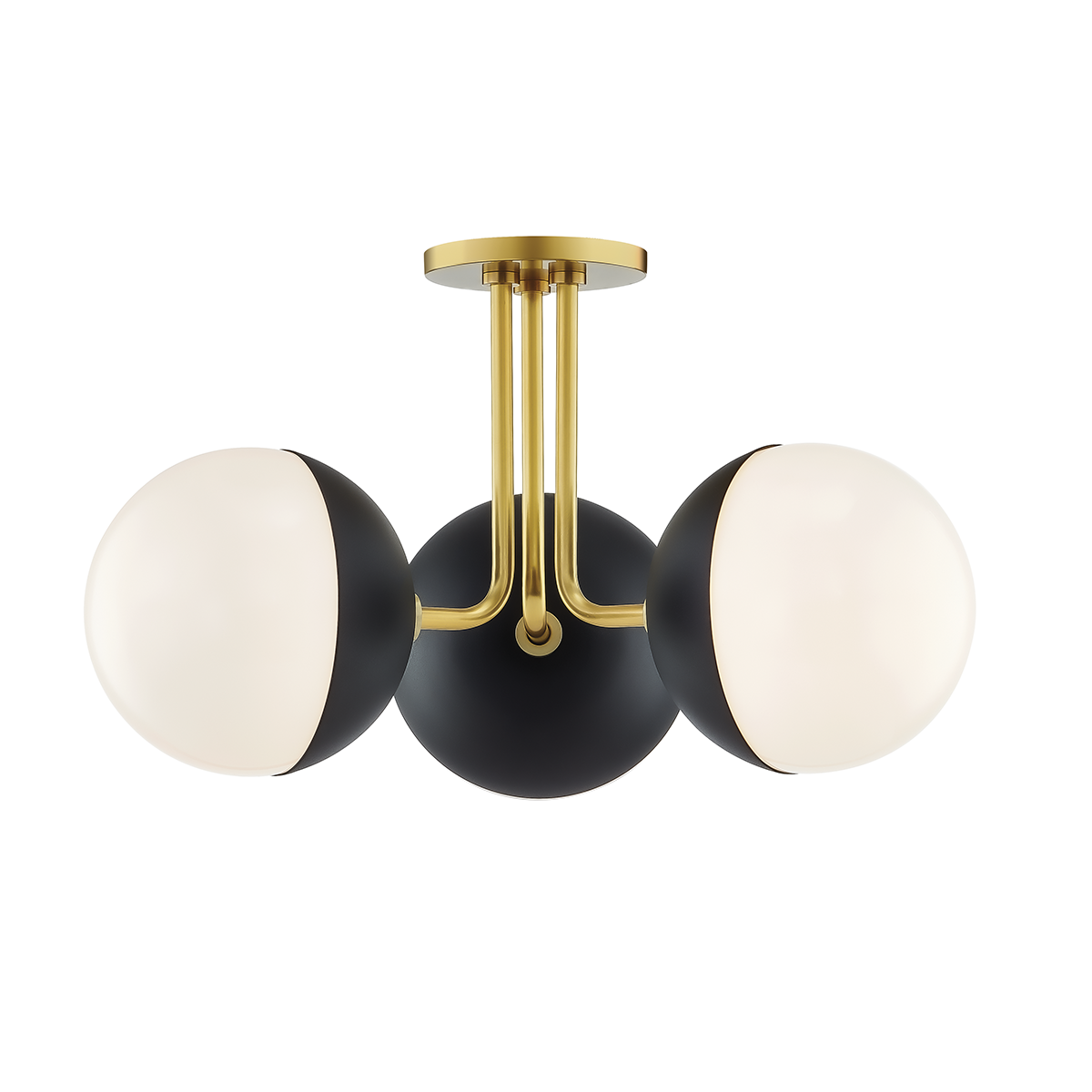 Mitzi Renee Aged Brass/black 19.75W x 11H Semi-Flush Mount