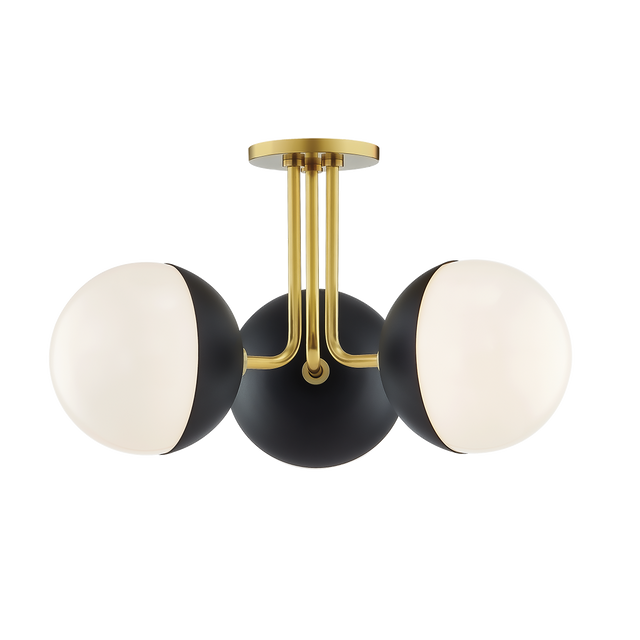 Mitzi Renee Aged Brass/black 19.75W x 11H Semi-Flush Mount
