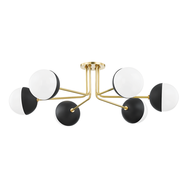 Mitzi Renee Aged Brass/black 28W x 15.5H Semi-Flush Mount