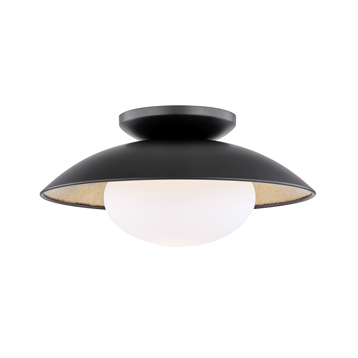 Mitzi Cadence Black Lustro/gold Leaf Combo 14W x 6.75H Semi-Flush Mount
