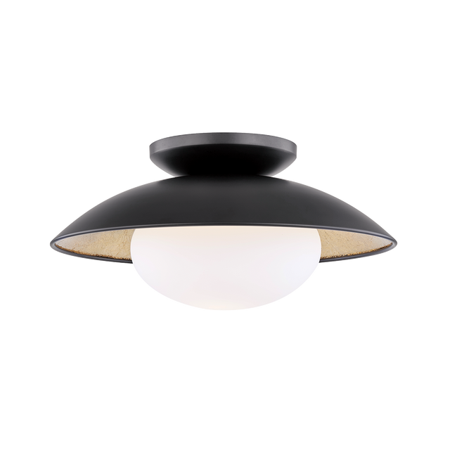 Mitzi Cadence Black Lustro/gold Leaf Combo 14W x 6.75H Semi-Flush Mount