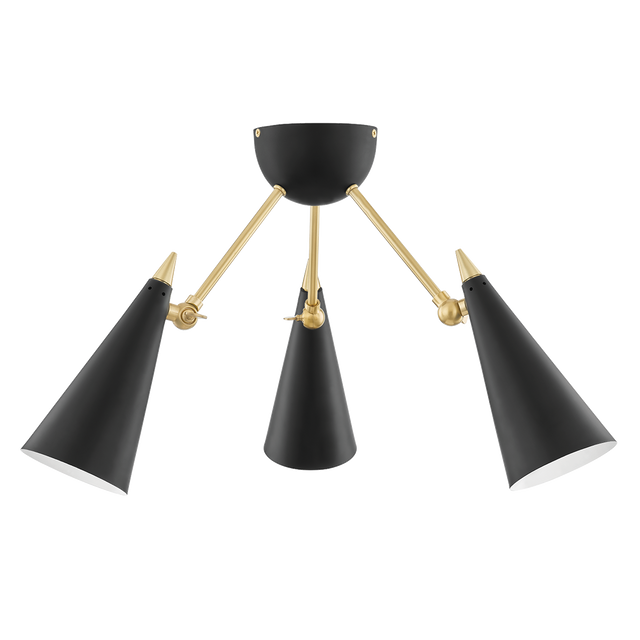Mitzi Moxie Aged Brass/black 18W x 13.5H Semi-Flush Mount