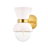 Mitzi Gillian AGED BRASS/CERAMIC GLOSS CREAM 6W x 10.5H Wall Sconce