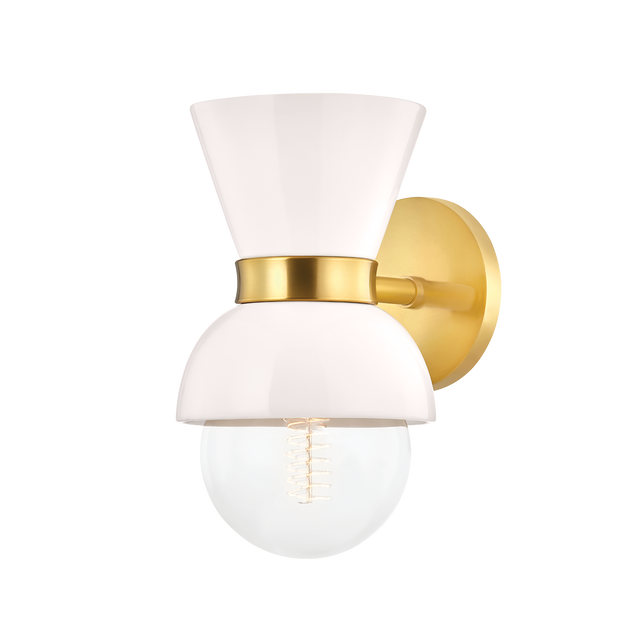 Mitzi Gillian AGED BRASS/CERAMIC GLOSS CREAM 6W x 10.5H Wall Sconce
