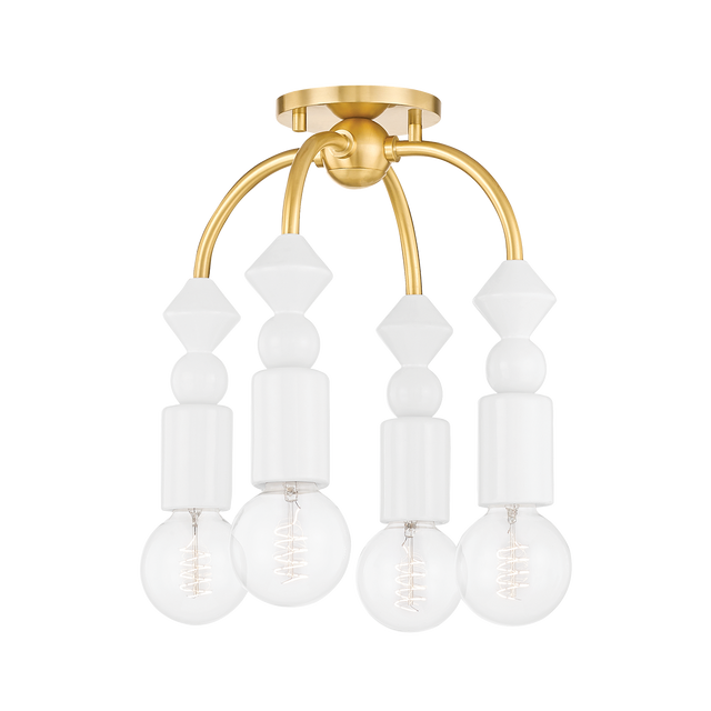 Mitzi Flora Aged Brass 12W x 14.75H Semi-Flush Mount