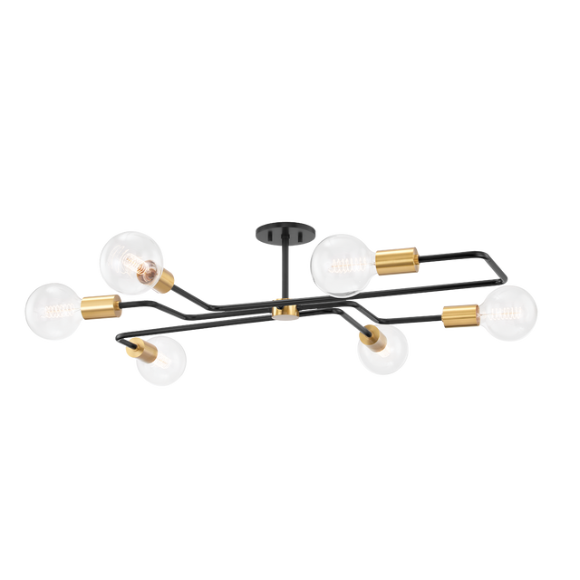 Mitzi Jena AGED BRASS/TEXTURED BLACK COMBO 40W x 40L x 10.25H Semi-Flush Mount