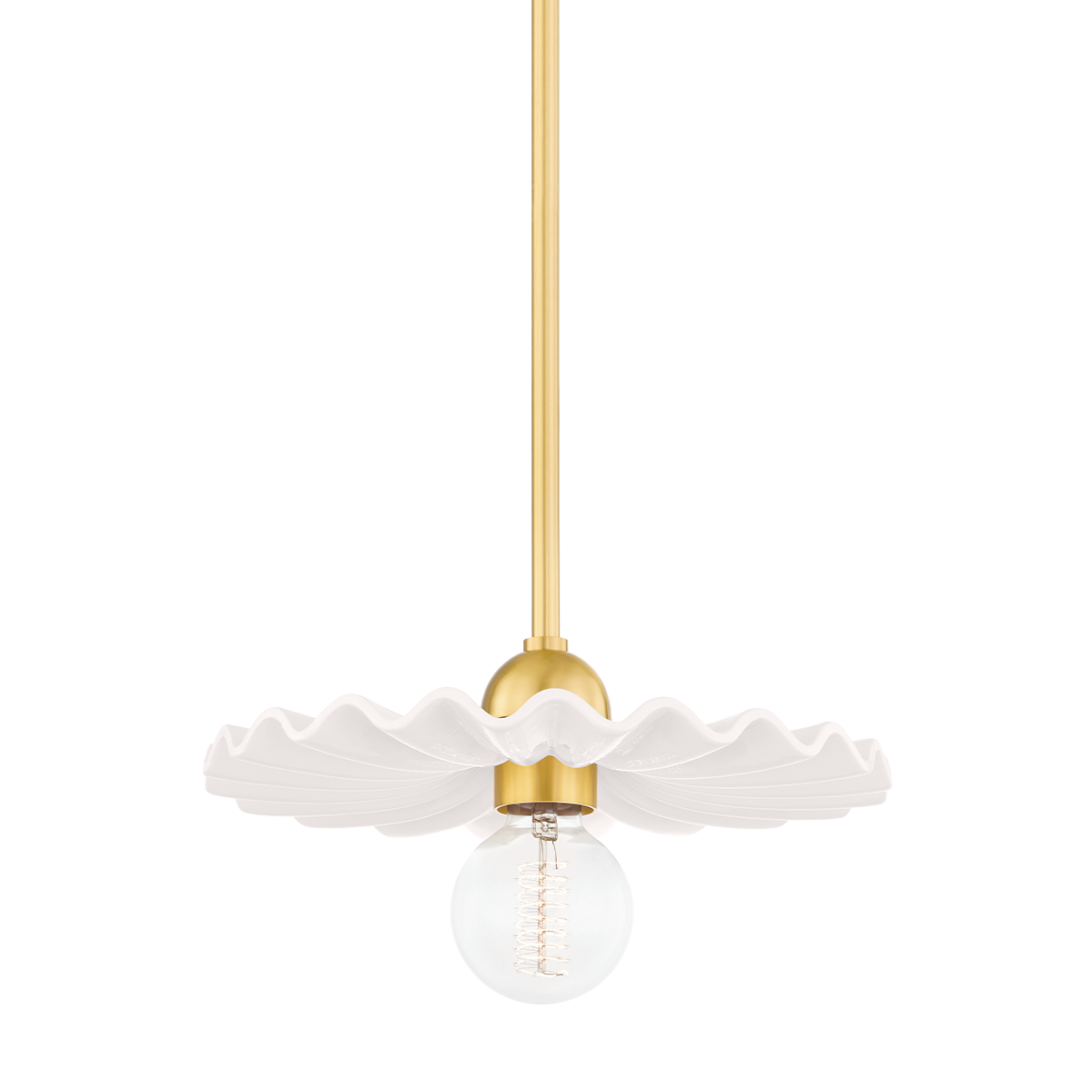 Mitzi Tinsley AGED BRASS/CERAMIC GLOSS CREAM 11.75W x 6.25H Pendant
