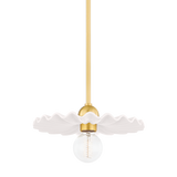 Mitzi Tinsley AGED BRASS/CERAMIC GLOSS CREAM 11.75W x 6.25H Pendant