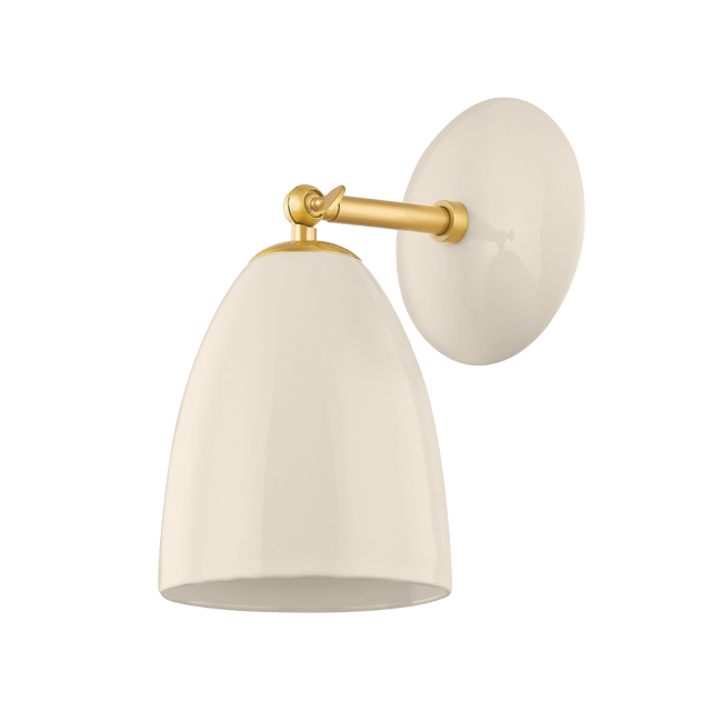 Mitzi Kirsten AGED BRASS/CERAMIC CREAM 6.25W x 11.5H Wall Sconce