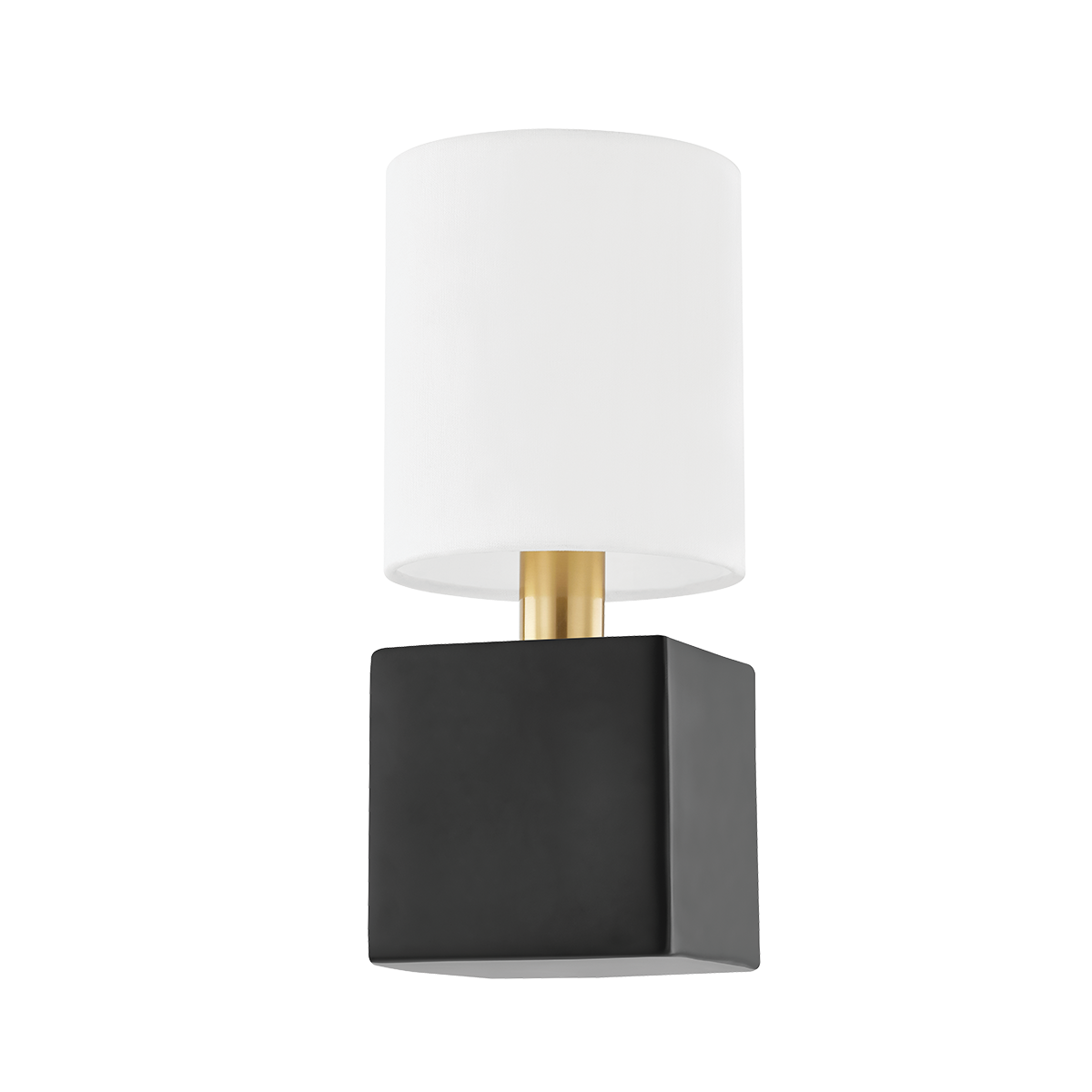 Mitzi Joey AGED BRASS/CERAMIC SATIN BLACK 5.75W x 12.75H Wall Sconce
