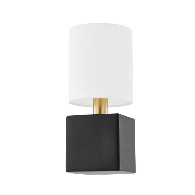 Mitzi Joey AGED BRASS/CERAMIC SATIN BLACK 5.75W x 12.75H Wall Sconce