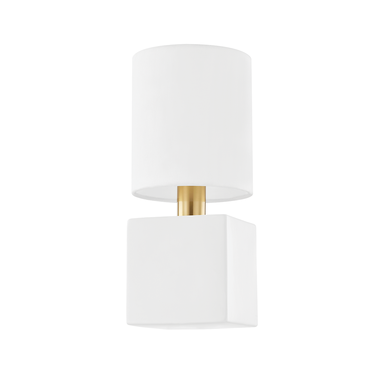 Mitzi Joey AGED BRASS/CERAMIC SATIN WHITE 5.75W x 12.75H Wall Sconce