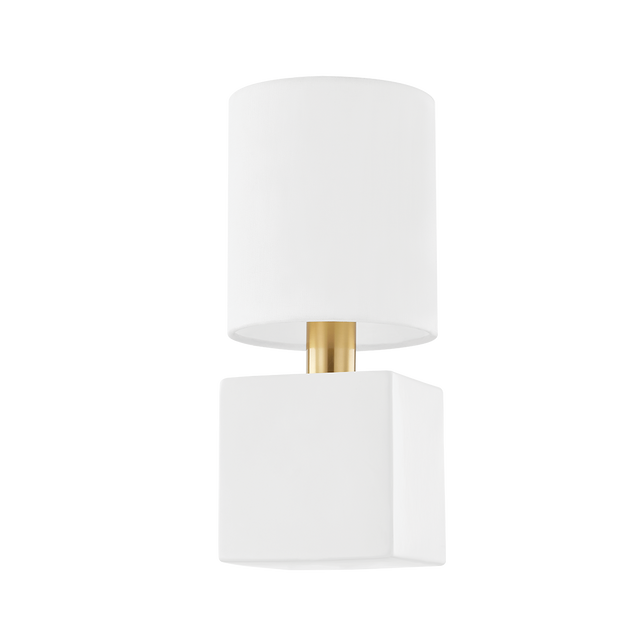 Mitzi Joey AGED BRASS/CERAMIC SATIN WHITE 5.75W x 12.75H Wall Sconce