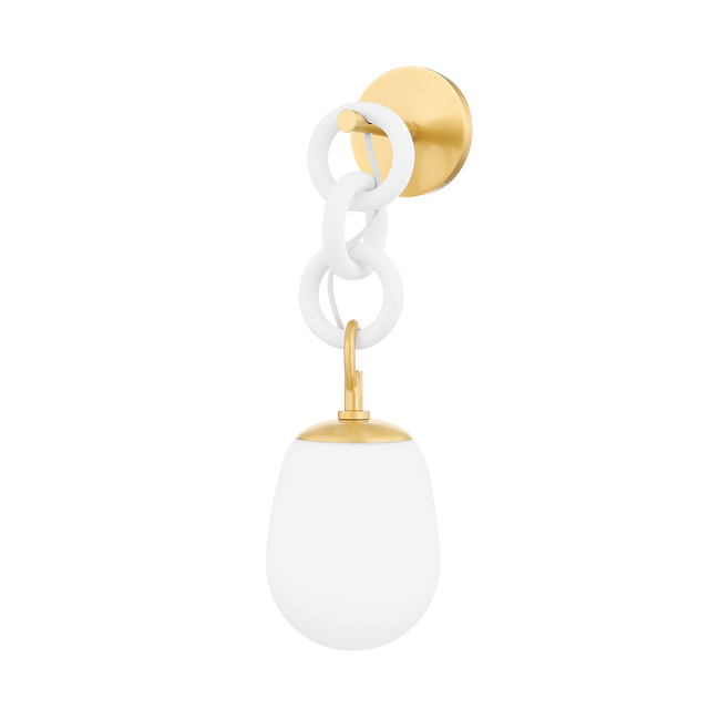 Mitzi Marina AGED BRASS/TEXTURED WHITE 6W x 20.5H Wall Sconce