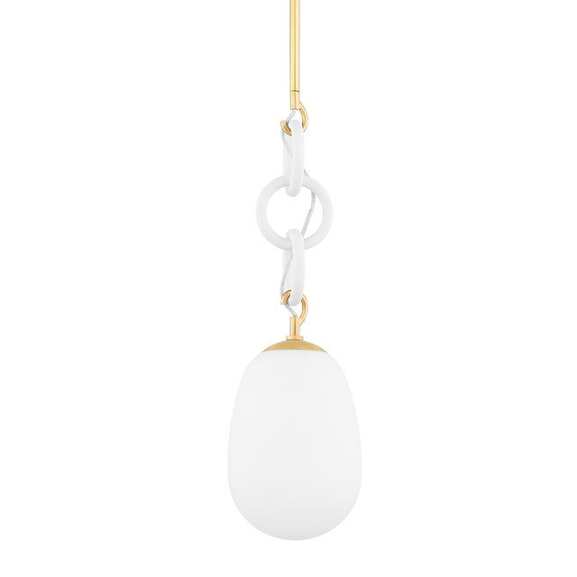 Mitzi Marina AGED BRASS/TEXTURED WHITE 8.5W x 28.75H Pendant