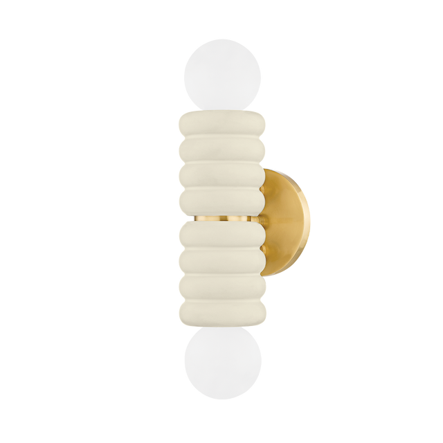 Mitzi Bibi AGED BRASS/CERAMIC ANTIQUE IVORY 4.75W x 13.25H Wall Sconce