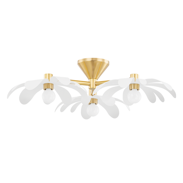Mitzi Twiggy AGED BRASS/TEXTURED WHITE 25W x 7H Semi-Flush Mount