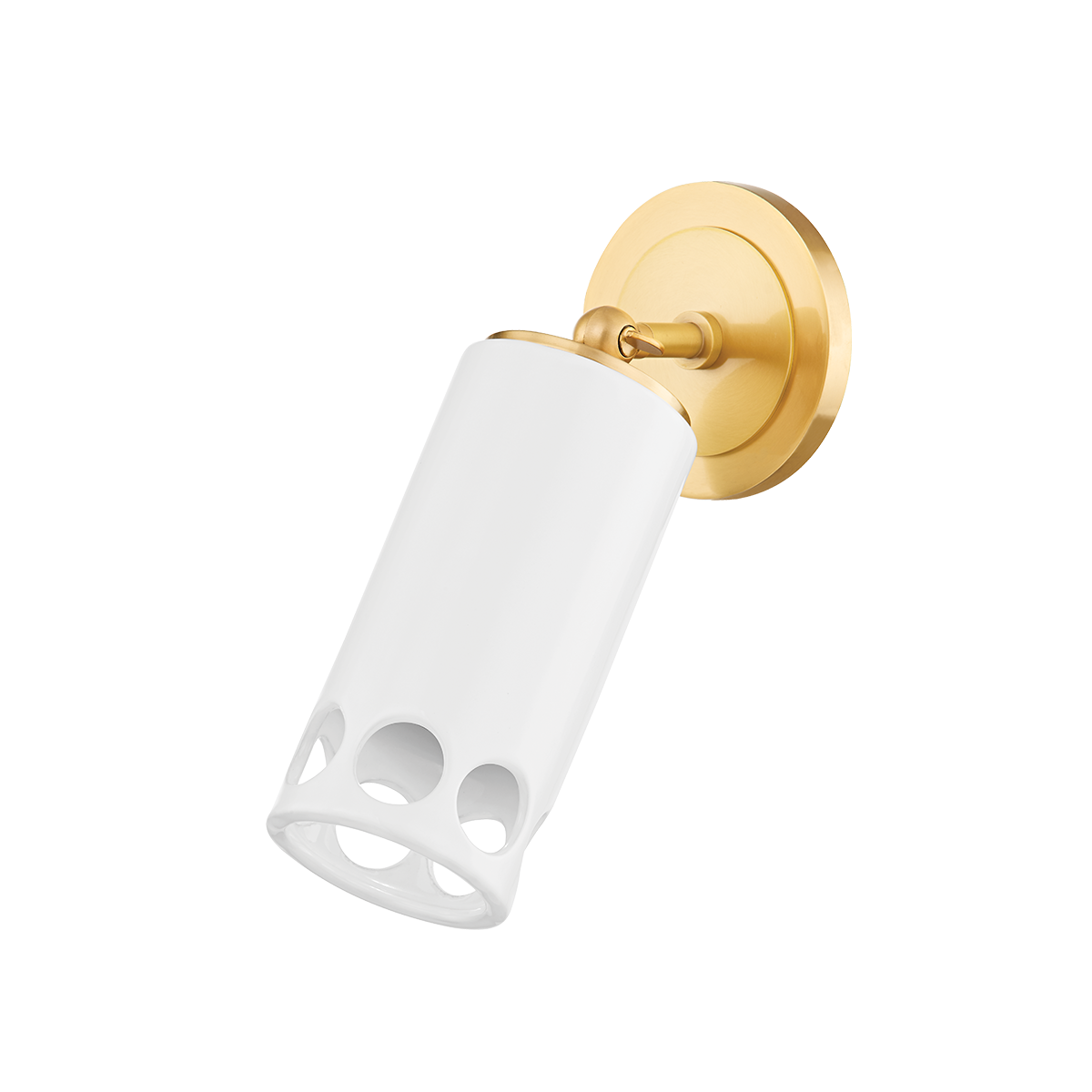 Mitzi Jean AGED BRASS/CERAMIC GLOSS WHITE 4.75W x 10.5H Wall Sconce