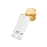 Mitzi Jean AGED BRASS/CERAMIC GLOSS WHITE 4.75W x 10.5H Wall Sconce