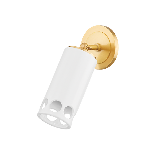 Mitzi Jean AGED BRASS/CERAMIC GLOSS WHITE 4.75W x 10.5H Wall Sconce