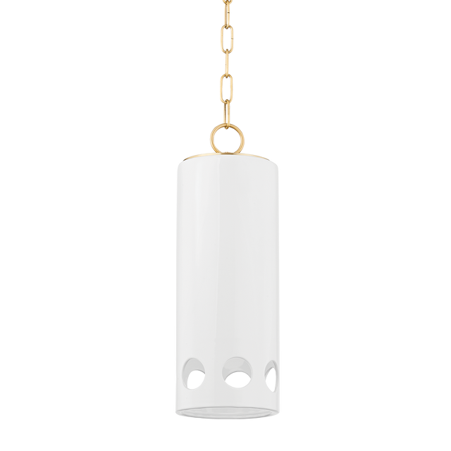 Mitzi Jean AGED BRASS/CERAMIC GLOSS WHITE 6W x 17.75H Pendant