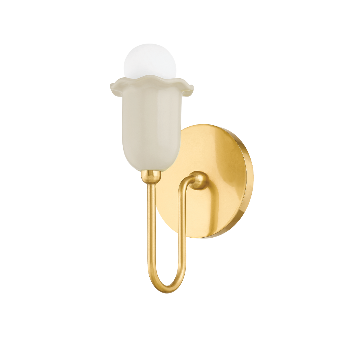 Mitzi Delilah AGED BRASS/CERAMIC ANTIQUE IVORY 4.75W x 9.25H Wall Sconce