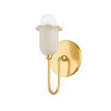 Mitzi Delilah AGED BRASS/CERAMIC ANTIQUE IVORY 4.75W x 9.25H Wall Sconce