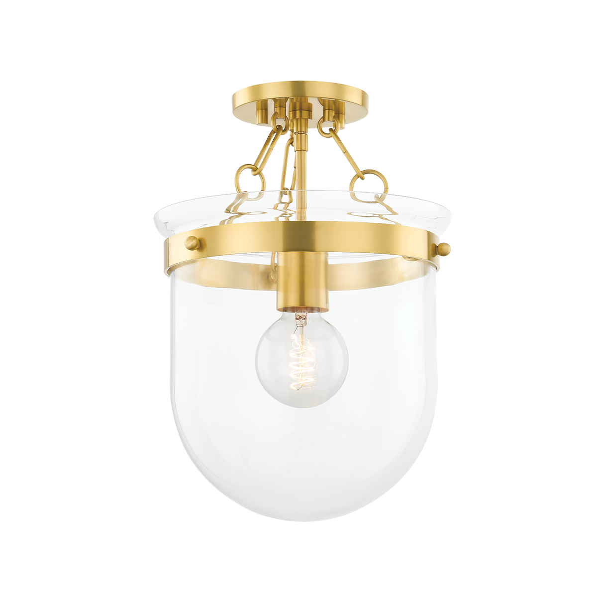 Mitzi Dunbar Aged Brass 10.5W x 14.25H Semi-Flush Mount