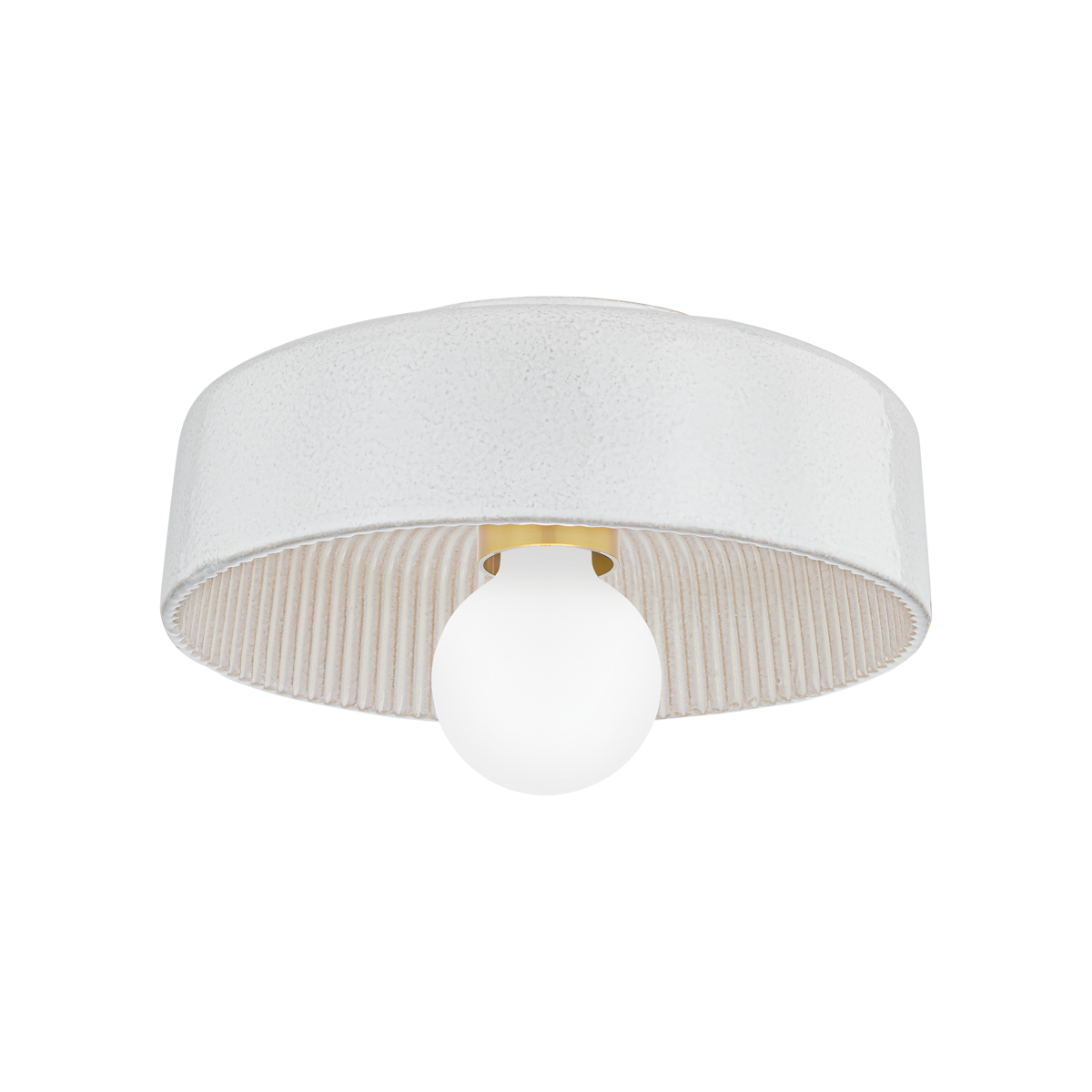 Mitzi RAY Aged Brass/ Ceramic Reactive White 11W x 6H Flush Mount
