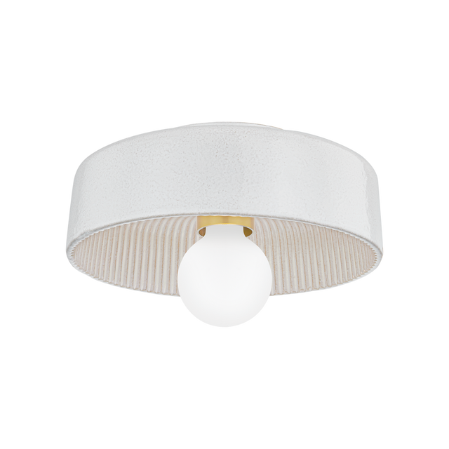 Mitzi RAY Aged Brass/ Ceramic Reactive White 11W x 6H Flush Mount