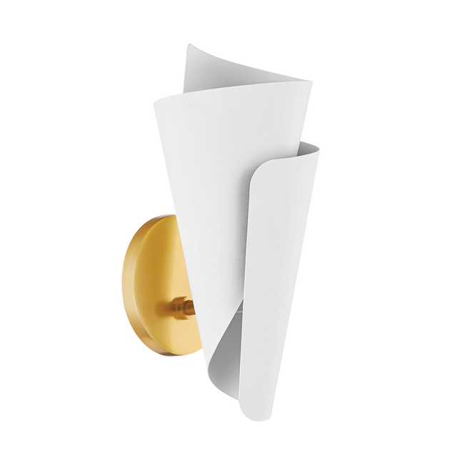 Mitzi DAVINA AGED BRASS/TEXTURED WHITE 5.5W x 13.5H Wall Sconce