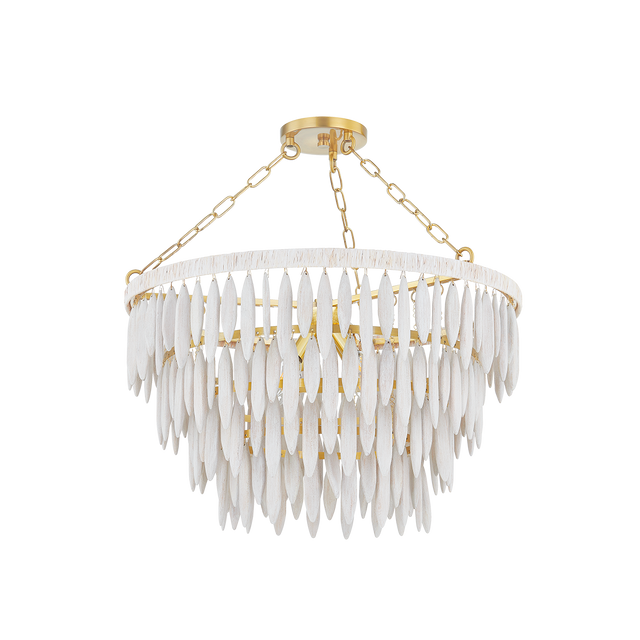 Mitzi TIFFANY AGED BRASS/TEXTURED CREAM 24W x 15.25H Chandelier