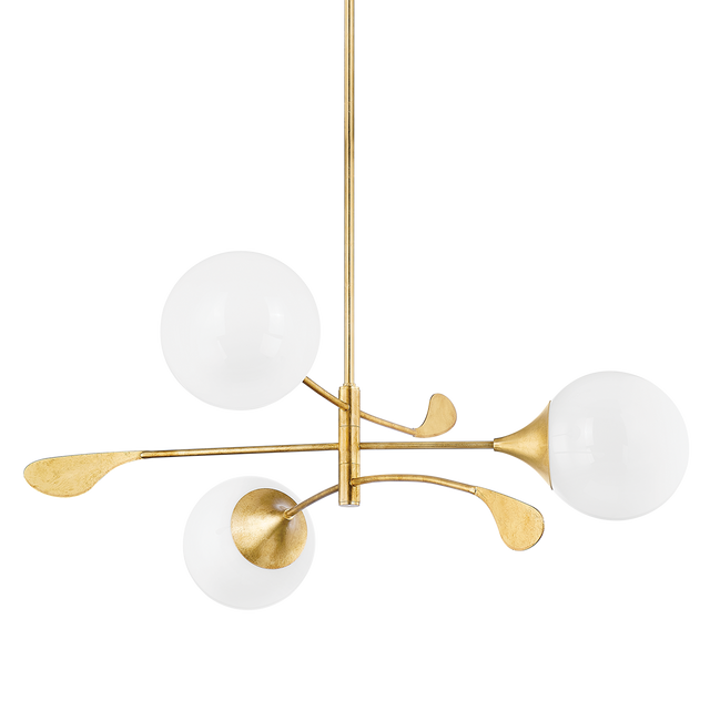Mitzi VICTORIA Vintage Gold Leaf 42W x 17.5H Chandelier