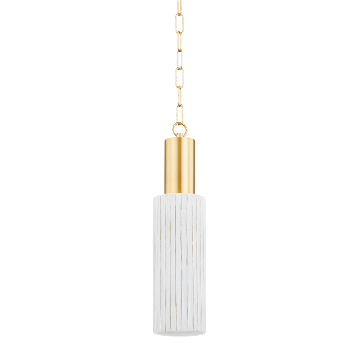 Mitzi CORISSA Aged Brass/ Ceramic Whitewash Bisque 5W x 20.5H Pendant