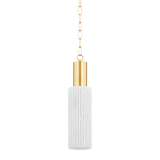 Mitzi CORISSA Aged Brass/ Ceramic Whitewash Bisque 5W x 20.5H Pendant