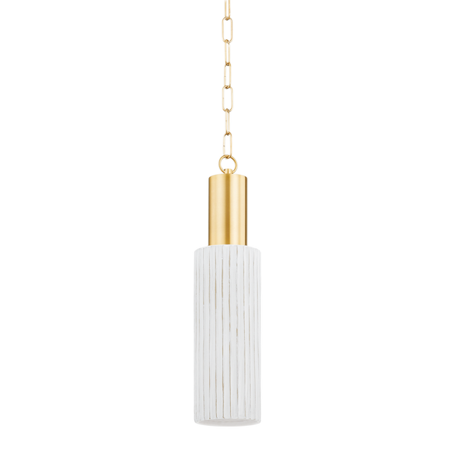 Mitzi CORISSA Aged Brass/ Ceramic Whitewash Bisque 5W x 20.5H Pendant