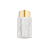 Mitzi CORISSA Aged Brass/ Ceramic Whitewash Bisque 5.75W x 9.75H Flush Mount