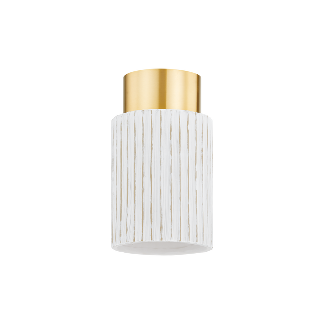 Mitzi CORISSA Aged Brass/ Ceramic Whitewash Bisque 5.75W x 9.75H Flush Mount