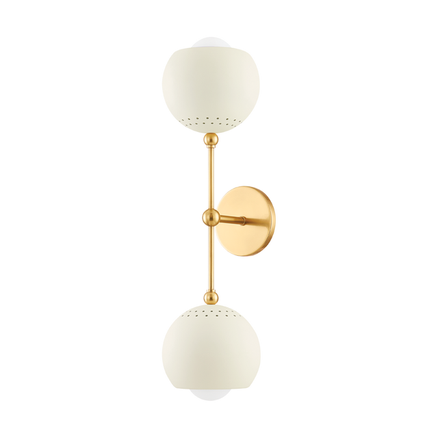 Mitzi SAYLOR AGED BRASS/SOFT CREAM 6.25W x 23.25H Wall Sconce