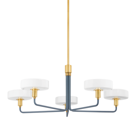 Mitzi Aston Aged Brass/Slate Blue 39W x 14.75H Chandelier