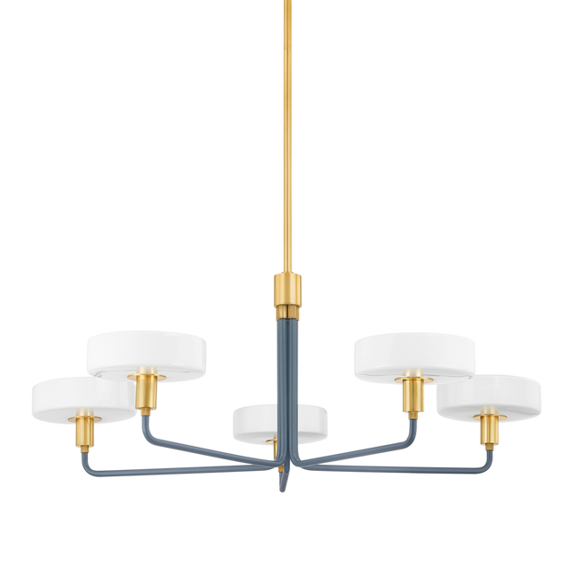 Mitzi Aston Aged Brass/Slate Blue 39W x 14.75H Chandelier