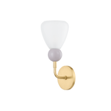Mitzi DOREEN AGED BRASS/SOFT PEIGNOIR 5.25W x 13.25H Wall Sconce