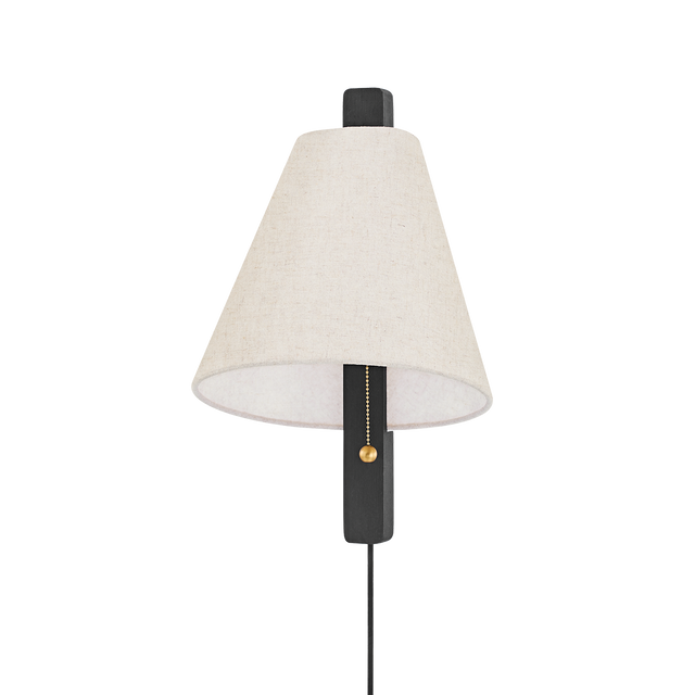 Mitzi Ellen AGED BRASS/WOOD CHARRED ASH 9.75W x 15.5H Wall Sconce