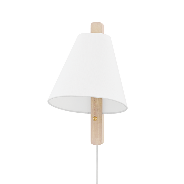 Mitzi Ellen AGED BRASS/WOOD WHITEWASH ASH 9.75W x 15.5H Wall Sconce